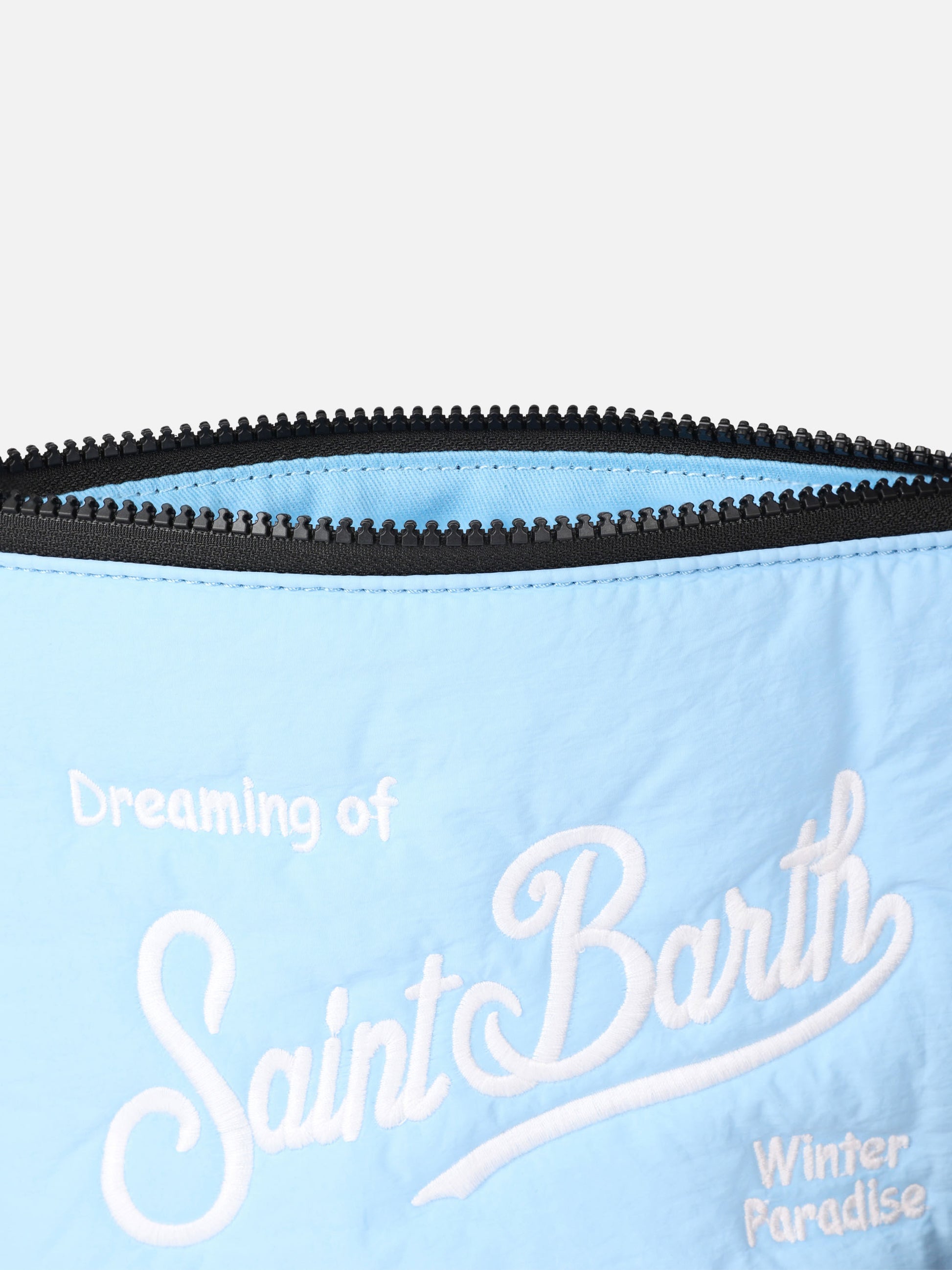 Light blue puffer pochette Aline with logo embroidery - MC2 Saint Barth