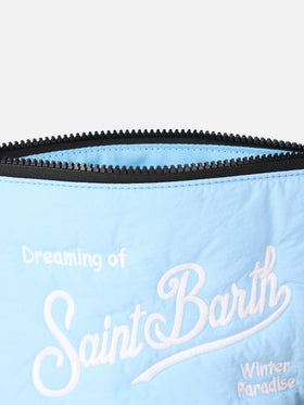 Light blue puffer pochette Aline with logo embroidery - MC2 Saint Barth
