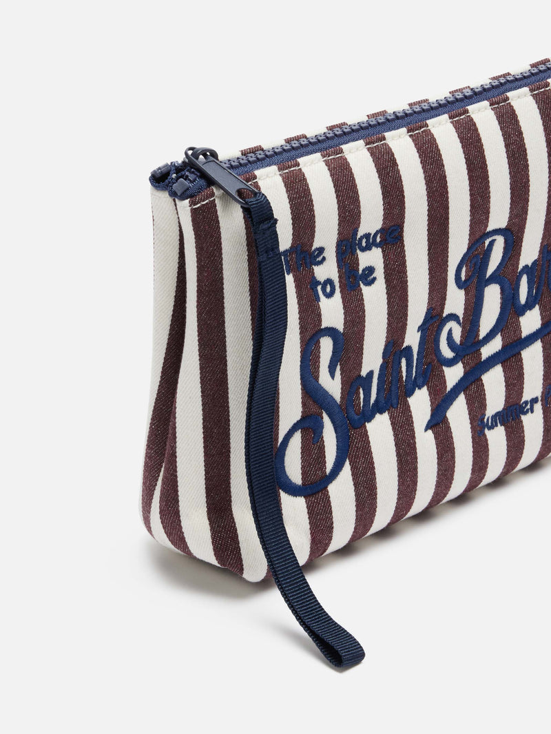 Pochette Aline effetto denim a righe