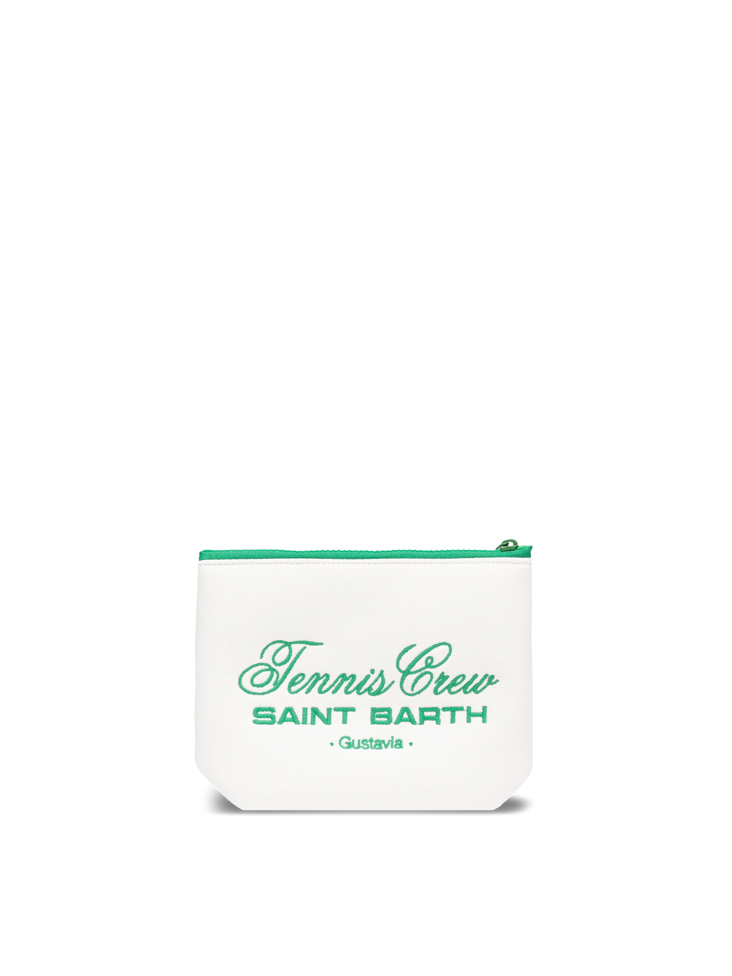 Aline white  piquet pochette with Tennis Crew Saint Barth embroidery