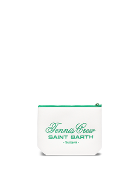Aline white  piquet pochette with Tennis Crew Saint Barth embroidery