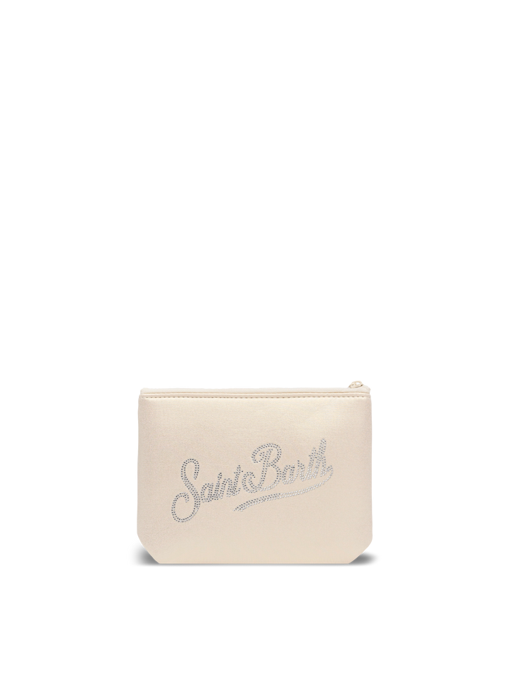 Aline Shiny beige pochette with rhinestones - MC2 Saint Barth