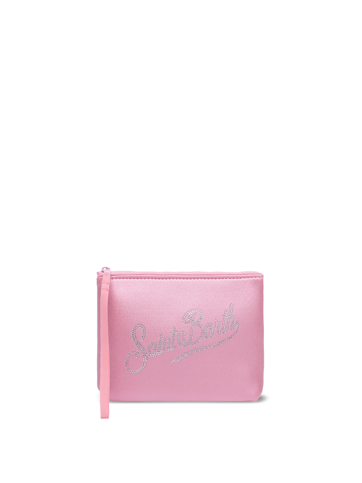 Aline Shiny pink pochette with rhinestones - MC2 Saint Barth