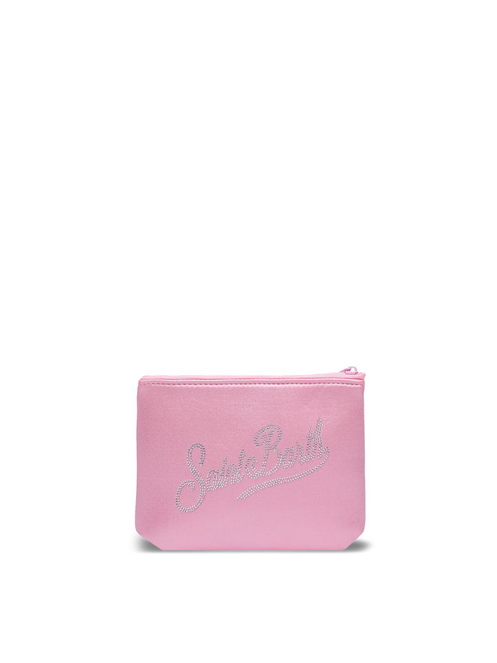 Aline Shiny pink pochette with rhinestones - MC2 Saint Barth