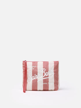 Aline Soft cotton linen pochette with striped print