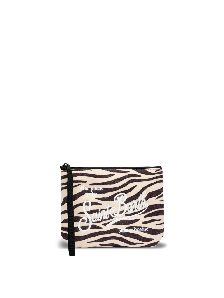 Pochette Aline in lurex con stampa zebra