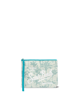 Pochette Aline in lurex con stampa toile de jouy