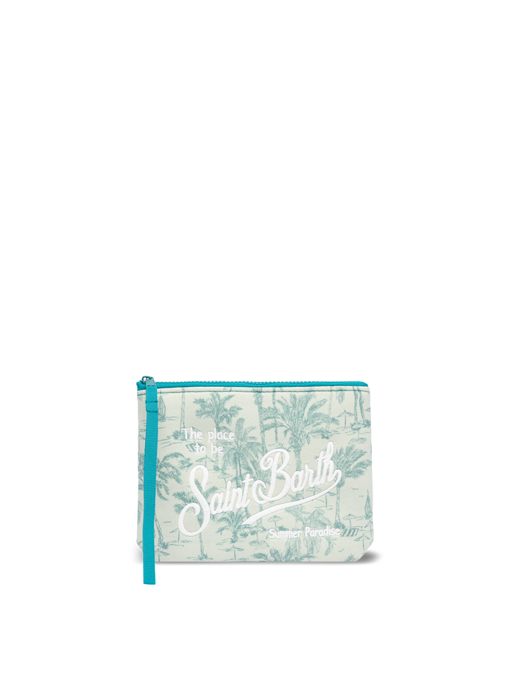 Pochette Aline in lurex con stampa toile de jouy