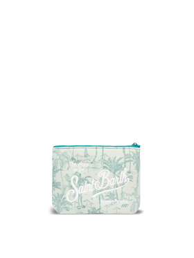 Pochette Aline in lurex con stampa toile de jouy