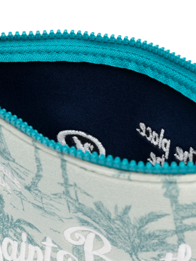 Pochette Aline in lurex con stampa toile de jouy