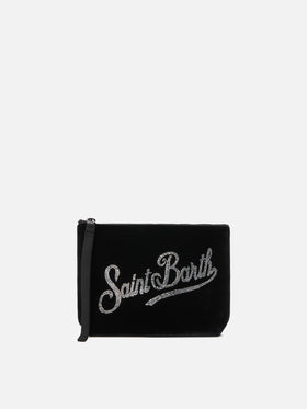 Pochette Aline Velvet in velluto nero e strass
