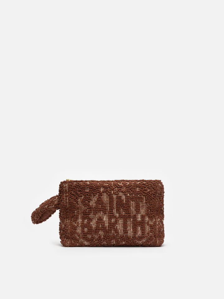 Aline Tufting brown cotton pochette