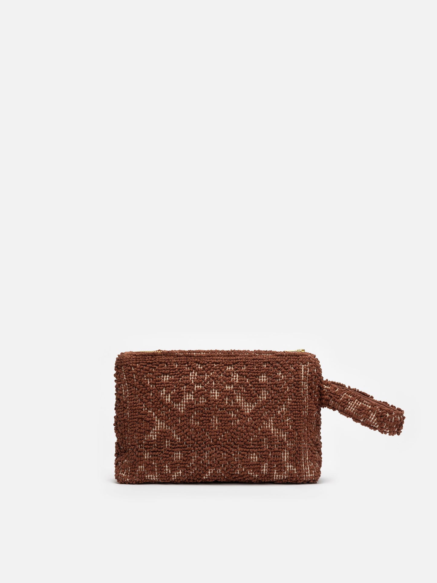 Aline Tufting brown cotton pochette
