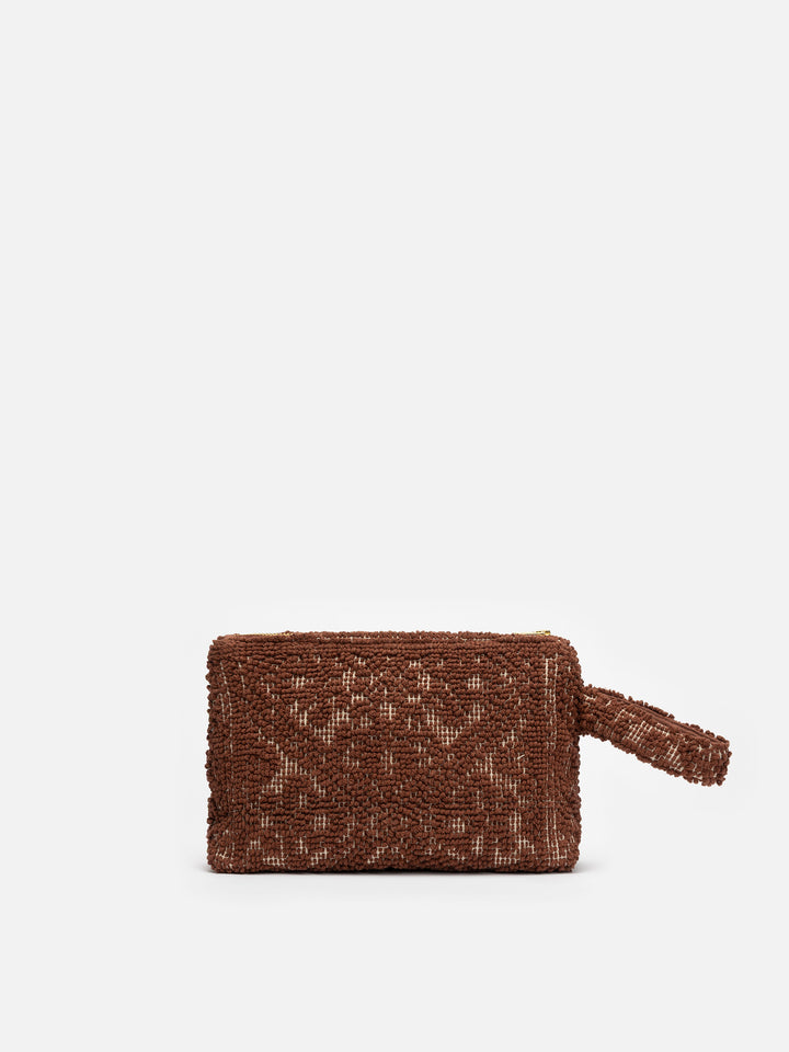 Aline Tufting brown cotton pochette
