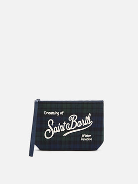 Aline wool blend pochette with tartan pattern