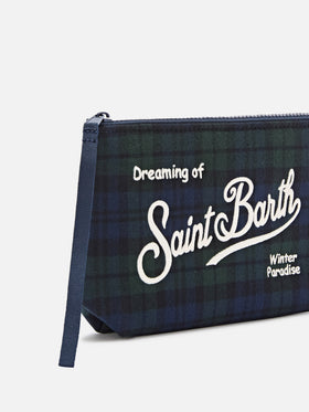 Aline wool blend pochette with tartan pattern