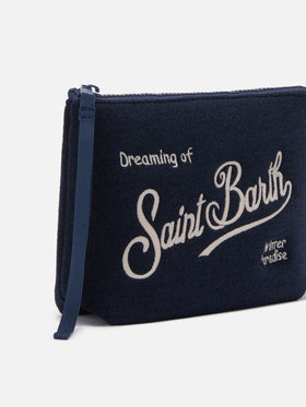 Aline Wool Pouch in blue wool blend
