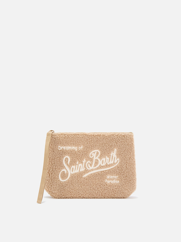Haselnussfarbener Aline Teddy-pochette mit Logostickerei 