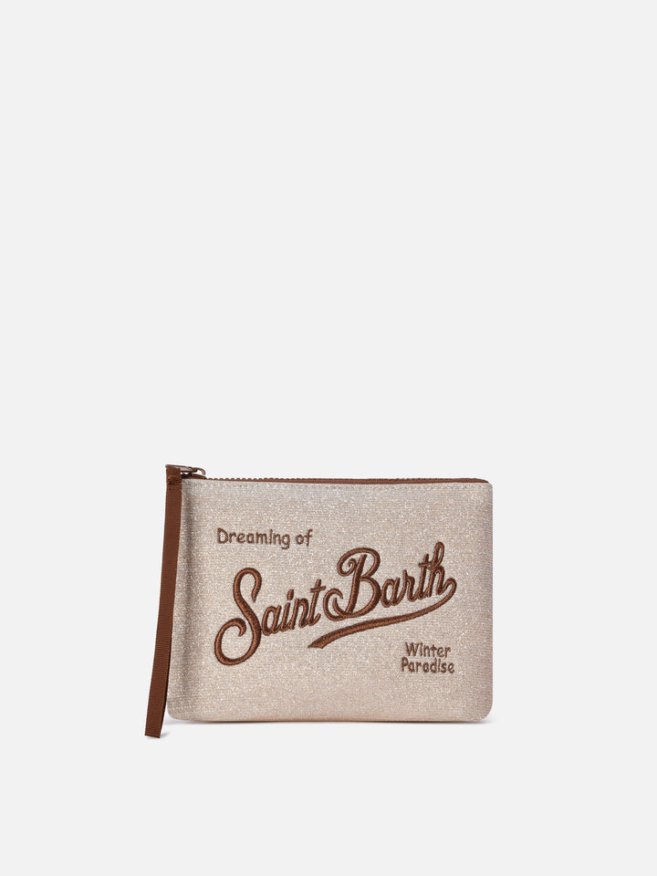 Beiger Aline aus Lurex pochette mit Logostickerei 