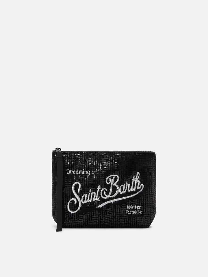 Aline Velvet Pouch with black sequins