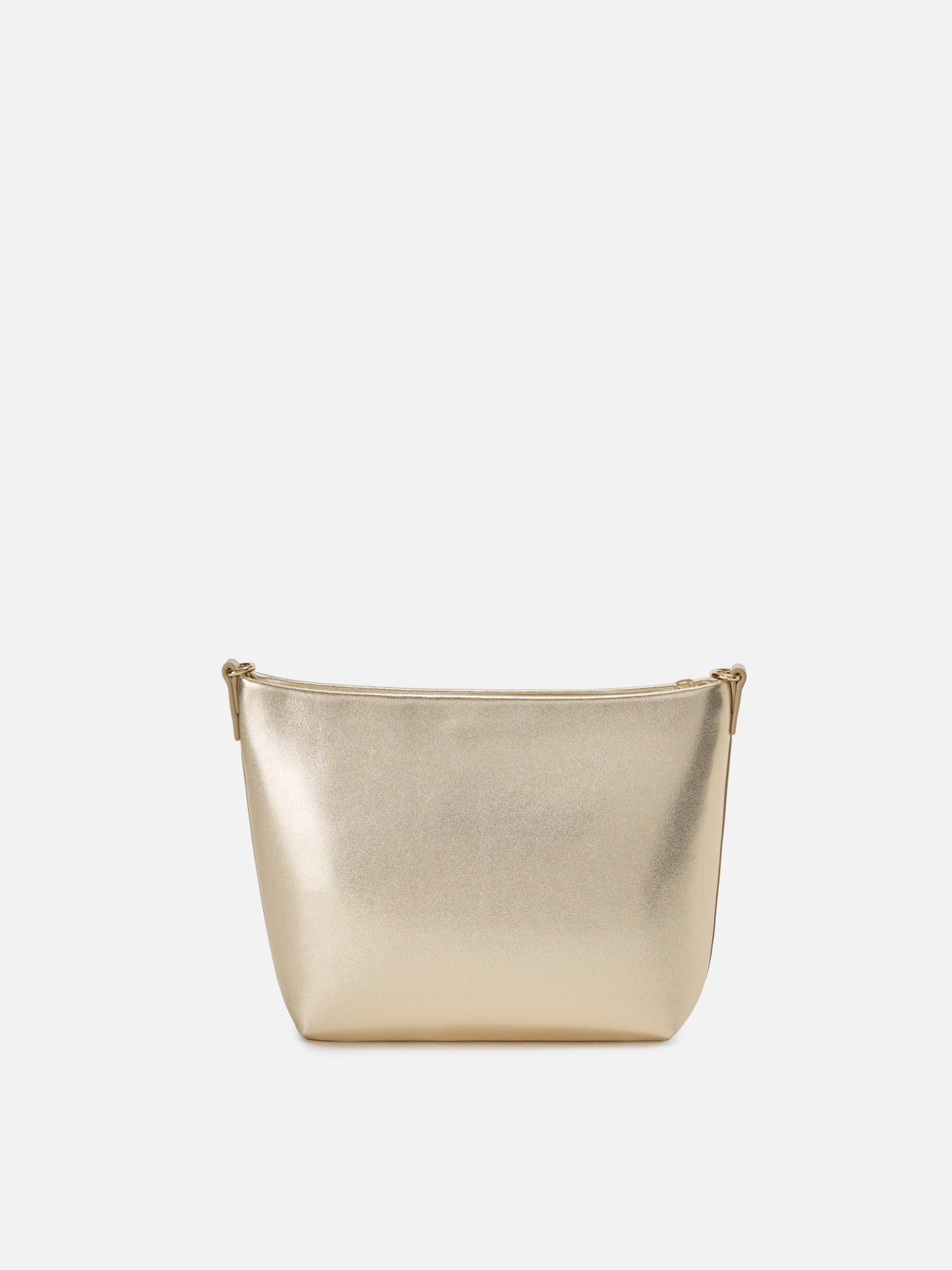 Aline bag in gold laminated leather with metal logo plaque