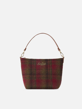 Schultertasche Aline mit Tartanmuster und Ledergriffen 