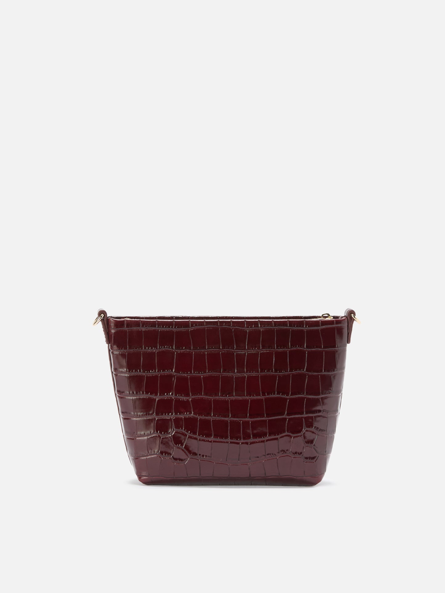 Aline Shoulder Bag in crocodile-print bordeaux leather