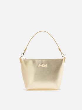 Borsa a spalla Aline Bag in pelle laminata oro