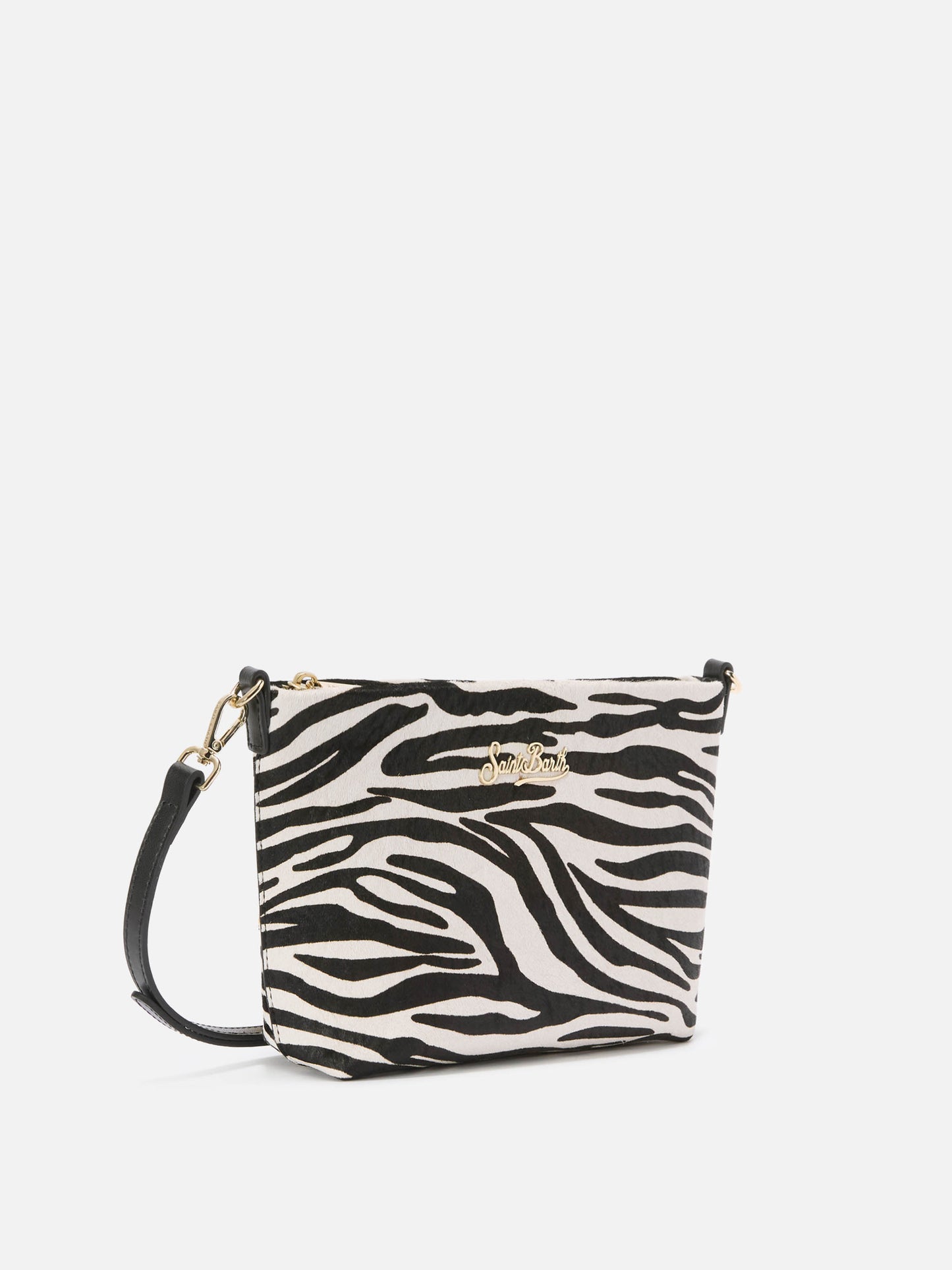 Borsa a spalla Aline Bag in pelle spazzolata e cavallino zebrato