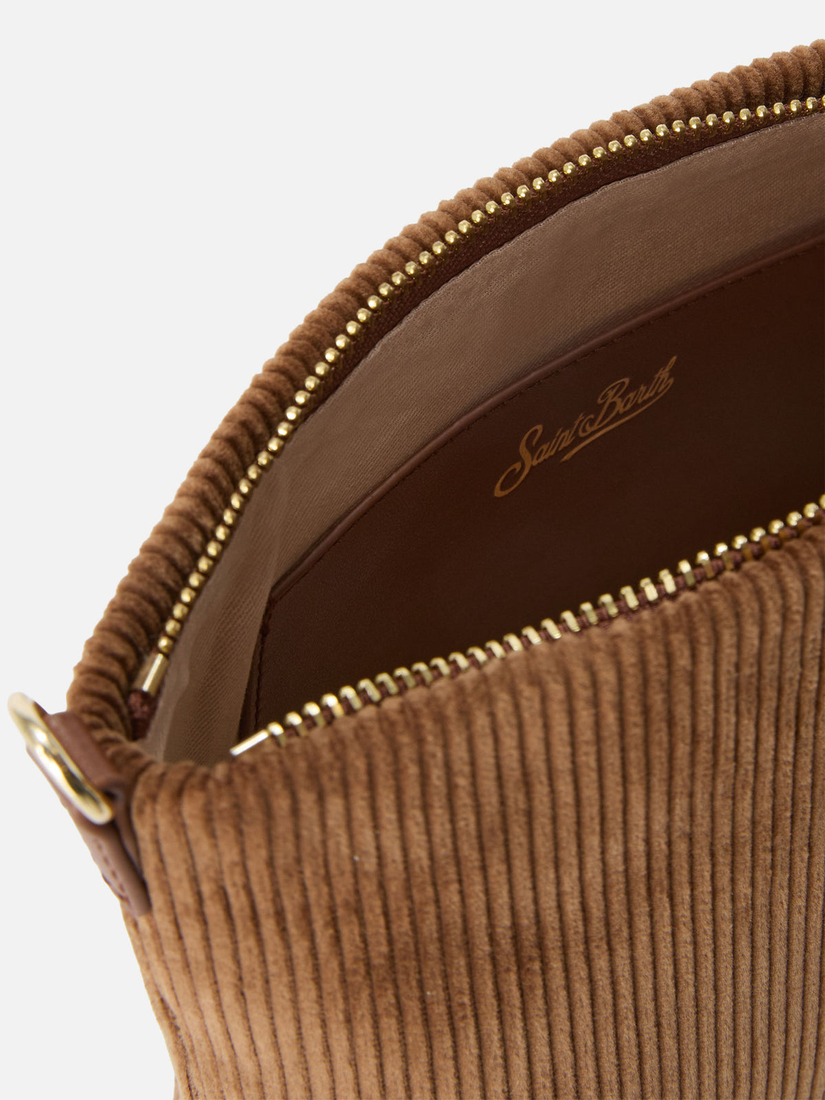 Borsa a spalla Aline marrone in velluto con manici in pelle