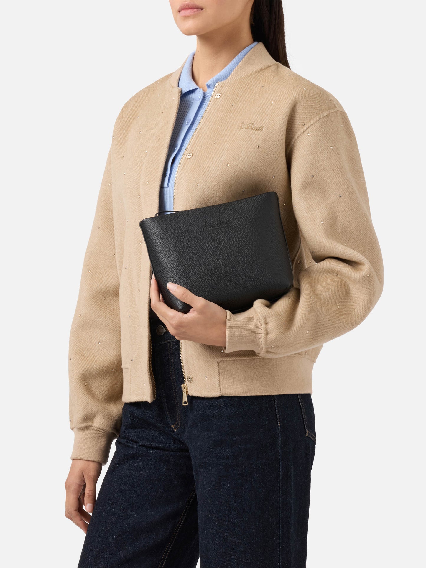 Pochette Aline Pouch in pelle nera