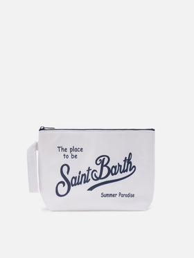 Aline white solid color nylon pouch
