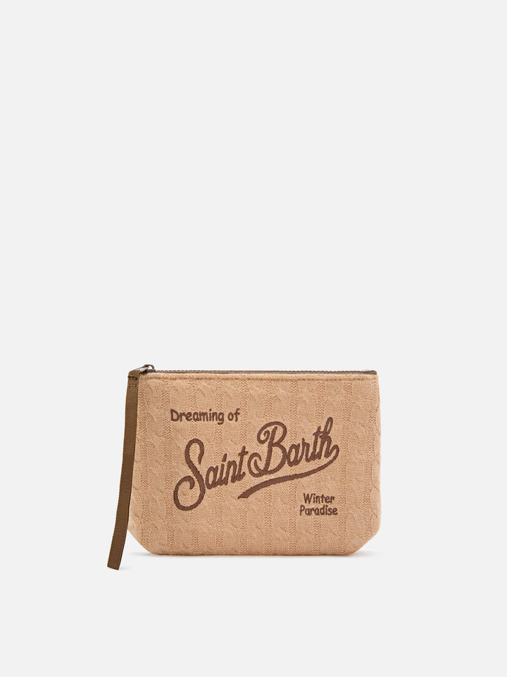 Grauer Aline-Trikotstoff pochette mit Logostickerei 