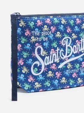 Aline scuba blue pouch with octopus print