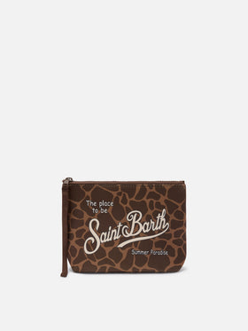 Pochette Aline in scuba con stampa animalier
