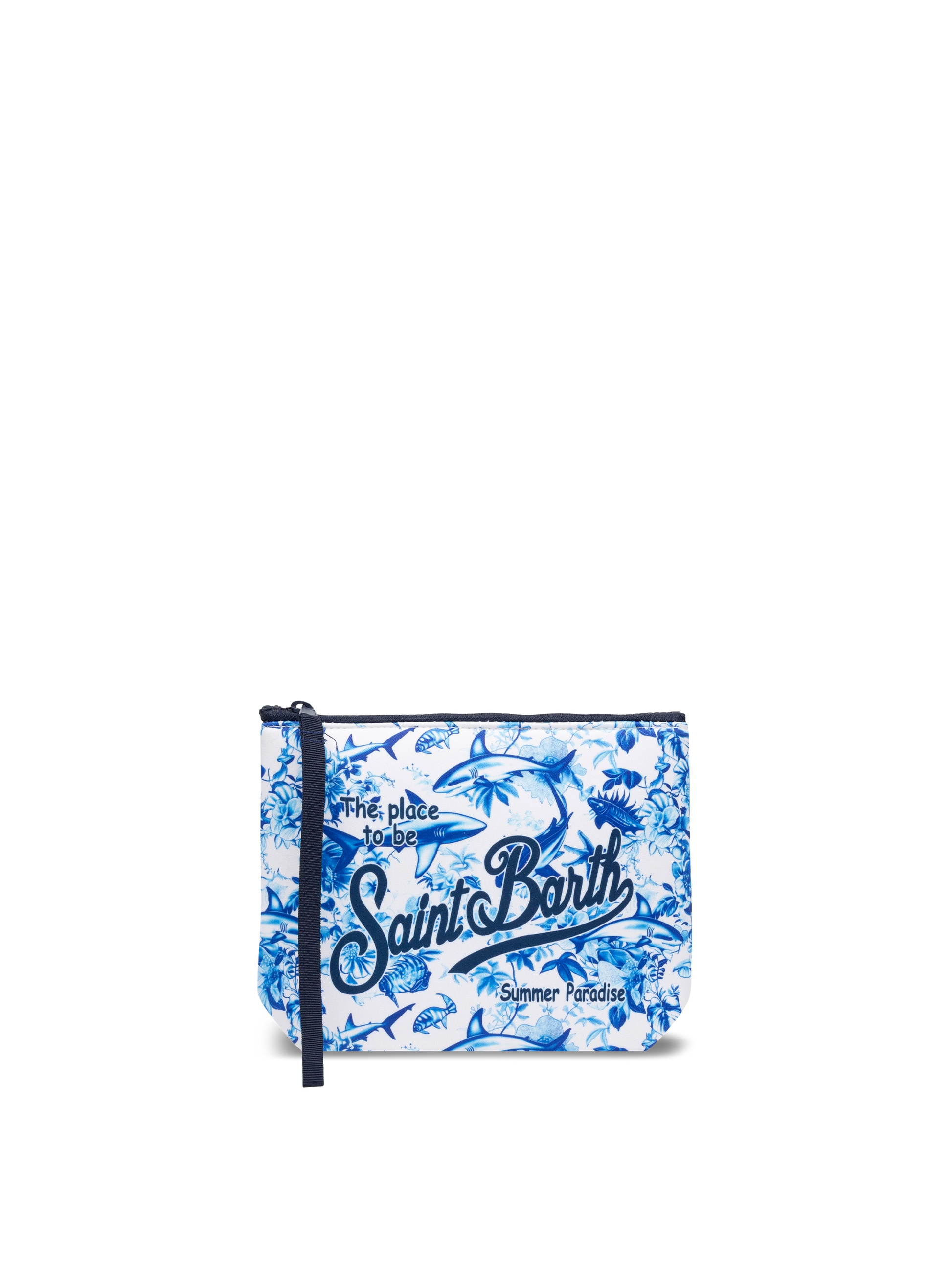 Aline scuba pochette with shark print | AI CO-CREATED DESIGN BY RICKDICK - POWERED BY RED-EYE - MC2 Saint Barth