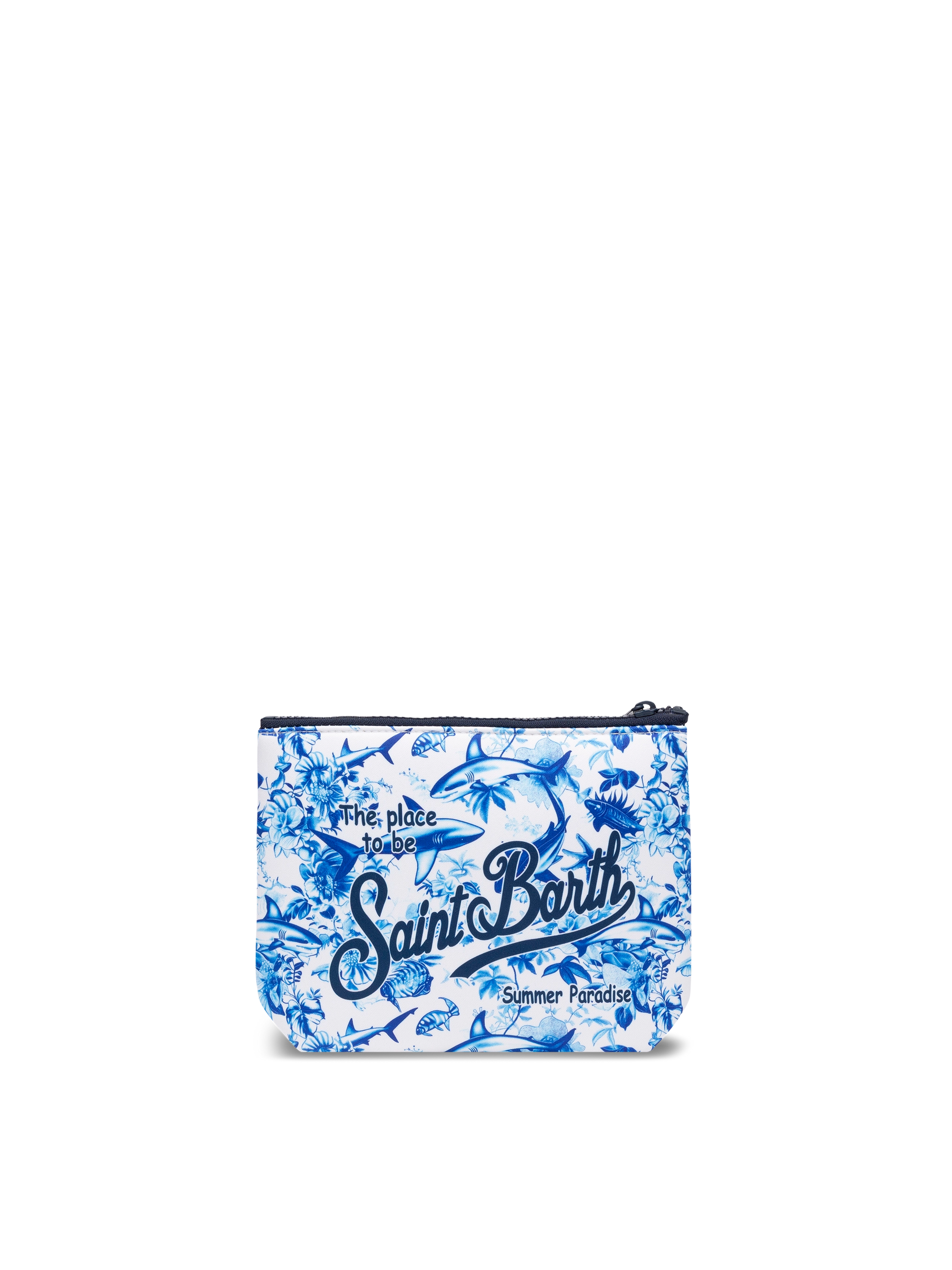 Aline scuba pochette with shark print | AI CO-CREATED DESIGN BY RICKDICK - POWERED BY RED-EYE - MC2 Saint Barth