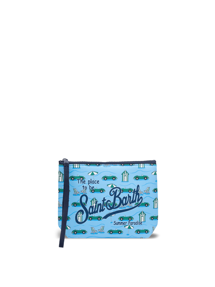 Pochette Aline in scuba con stampa macchine e cabine