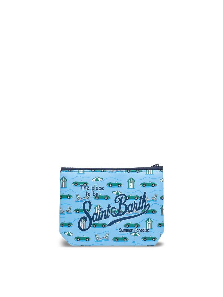 Pochette Aline in scuba con stampa macchine e cabine