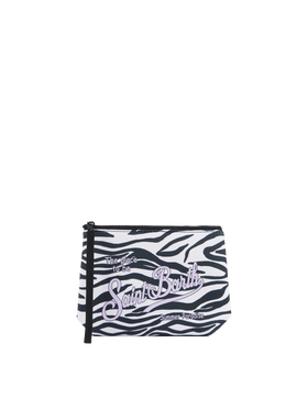 Pochette Aline in scuba con stampa zebra 