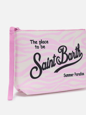 Aline scuba pouch with pink zebra print