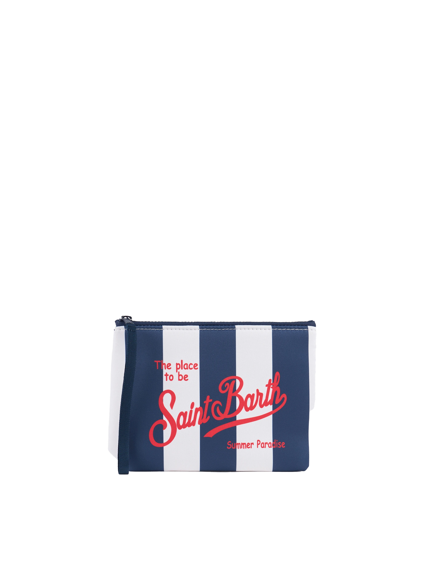 Pochette Aline in scuba con stampa a righe blu