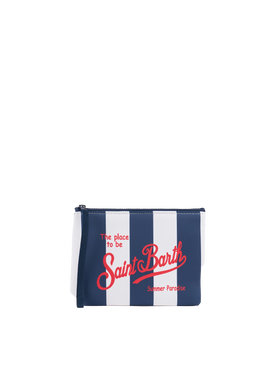 Pochette Aline in scuba con stampa a righe blu