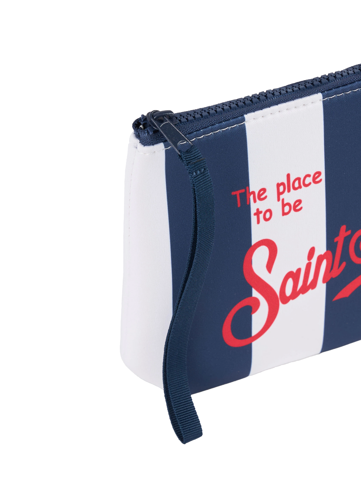 Pochette Aline in scuba con stampa a righe blu