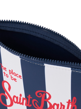 Pochette Aline in scuba con stampa a righe blu
