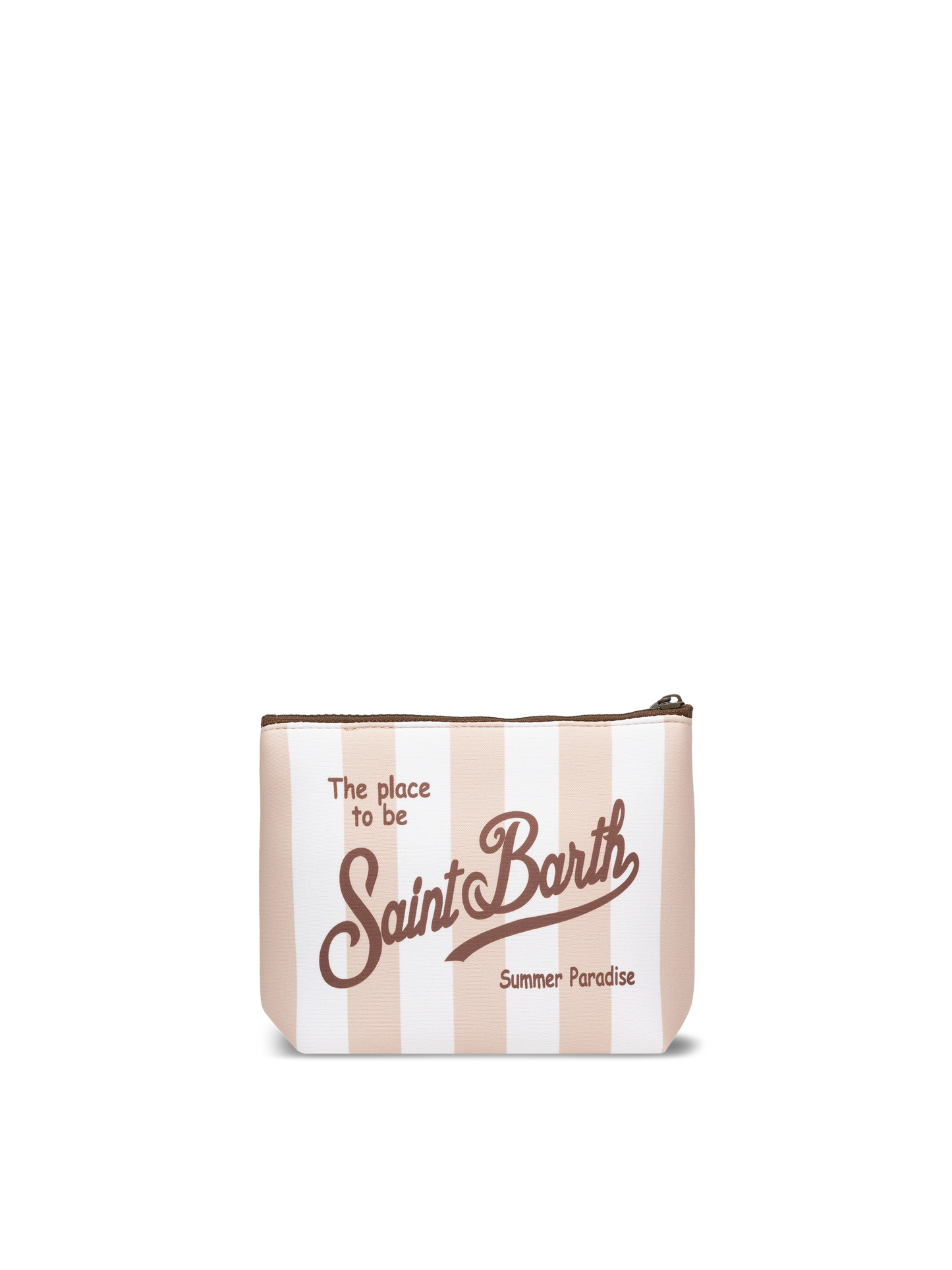 Pochette Aline in scuba con stampa a righe beige