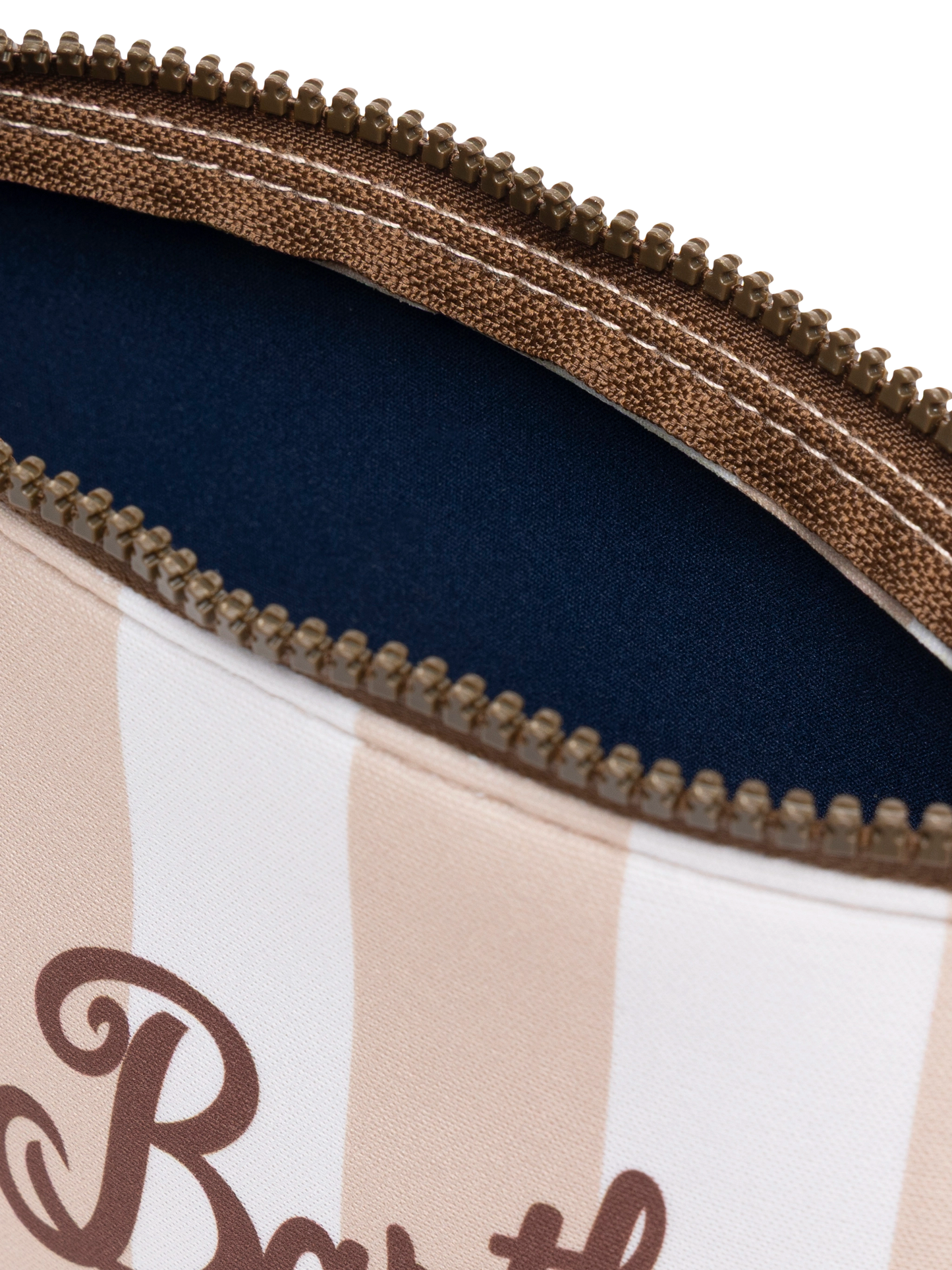 Pochette Aline in scuba con stampa a righe beige