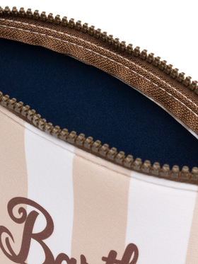 Pochette Aline in scuba con stampa a righe beige
