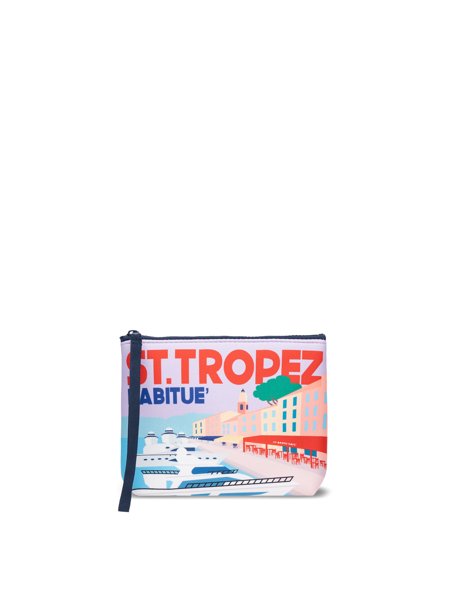 Aline Scuba-Pochette mit Saint-Tropez-Postkarten-Print