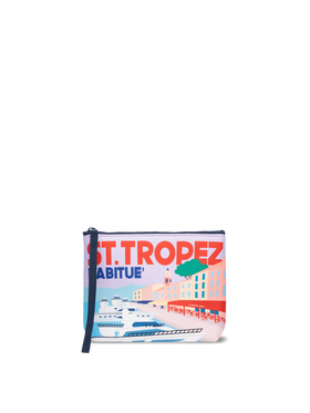 Aline Scuba-Pochette mit Saint-Tropez-Postkarten-Print